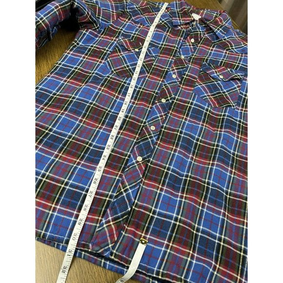 Wrangler Jacket Mens M Red  Plaid Pearl Snap Flannel Quilted‎ Western Shirt Coat - Picture 8 of 12